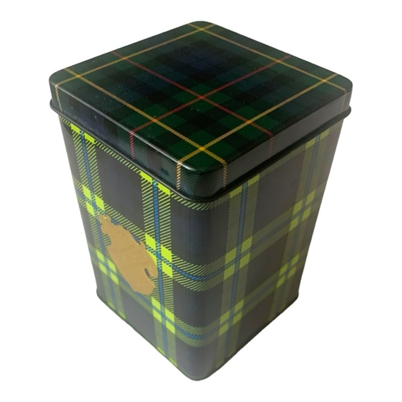 VTG MAC Makeup Tartan Plaid Gold Emblem Metal Storage Tin Container Empty - Picture 5 of 10